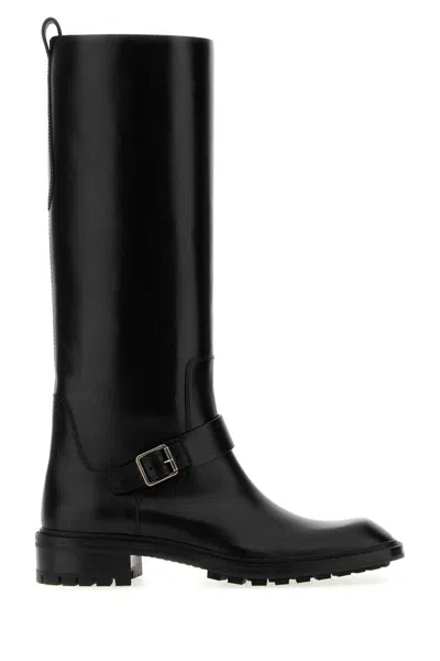 Saint Laurent Vadim Leather Ankle Boots With Buckle Detail In Black