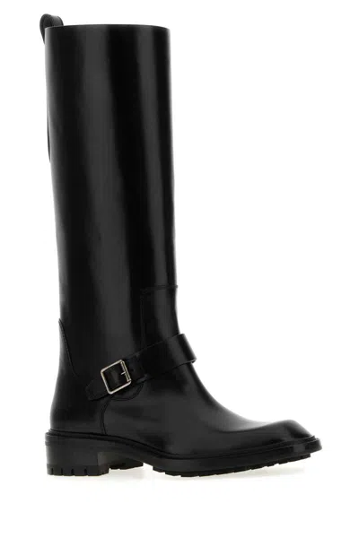 Saint Laurent Vadim Leather Ankle Boots With Buckle Detail In Black
