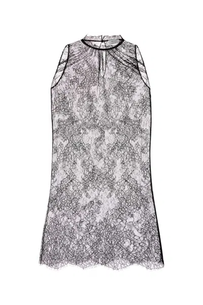 Alexander Mcqueen Sheer Lace Sleeveless Top With Keyhole Detail In Gray