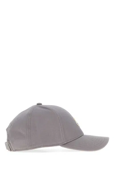 Moncler Grey Solid Logo Baseball Hat In Gray
