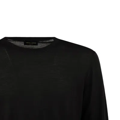 Roberto Collina Black Ultrafine Merino Wool Sweater In Black
