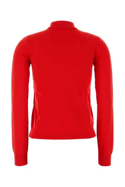 Miu Miu Half-zip Knitted Sweater In Red