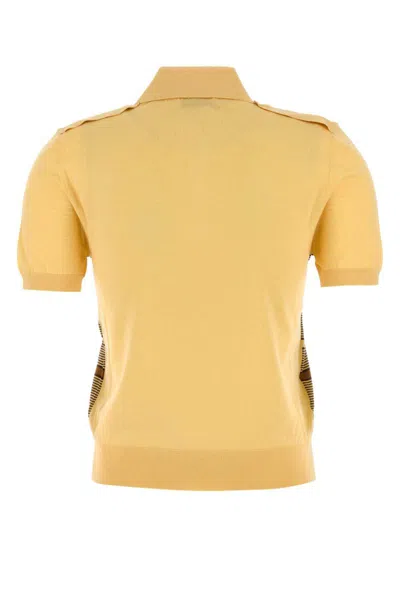 Miu Miu Striped Polo Shirt Chest Pocket In Yellow