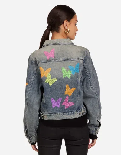 Lauren Moshi Elena Neon Stud Butterflies In Blue