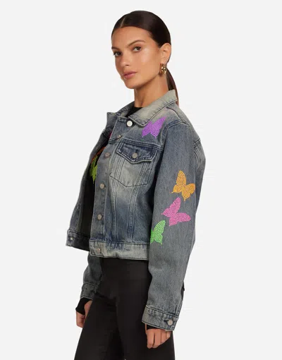 Lauren Moshi Elena Neon Stud Butterflies In Blue