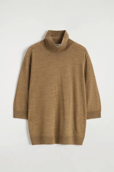Cos Merino Wool Roll-neck Sweater In Brown