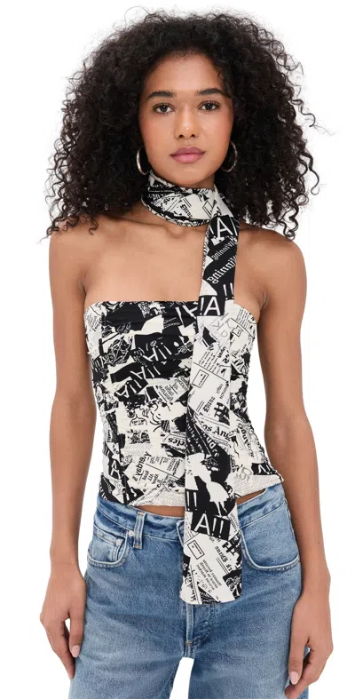 Lioness Island Bodice Top Newspaper In White