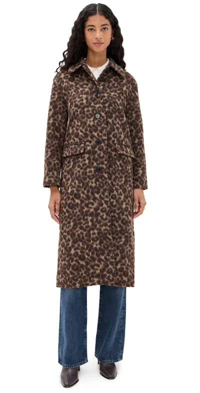 Madewell Single Breasted Topcoat In Leopard Print Brushed Leopard In Multi