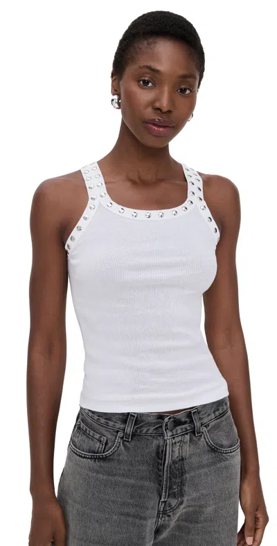 Re/done Studded Ribbed Tank Optic White In White