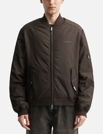 Represent Smart Quilted Shell Bomber Jacket In Brown