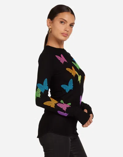 Lauren Moshi Mckinley Neon Stud Butterflies In Black