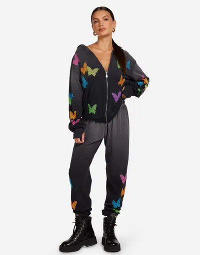 Lauren Moshi Tanzy Neon Stud Butterflies In Black