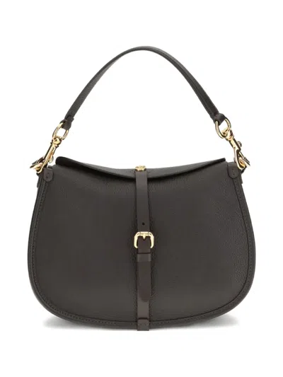 Etro Women Medium Grained Leather Shoulder Bag With Buckle In Black