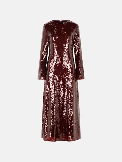 Rotate Birger Christensen 'kaisa' Burgundy Polyester Dress In Multi