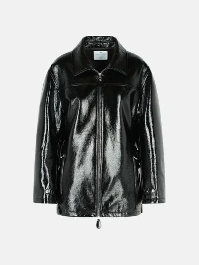 Courrèges 'vinyl' Black Cotton Blend Jacket In Black