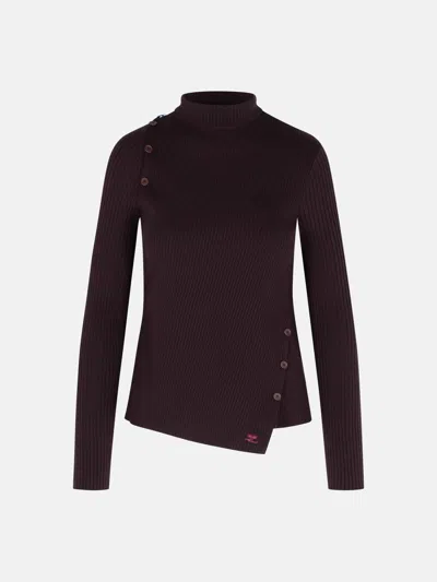 Courrèges 'oblique' Burgundy Viscose Blend Sweater In Burgundy