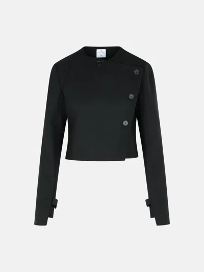 Courrèges 'oblique' Black Wool Blend Jacket In Black