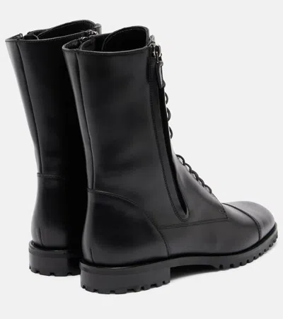 Manolo Blahnik Lugata Leather Combat Boots In Black | ModeSens