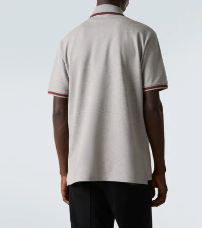 Gucci Grey Polo Shirt With Web Details And Logo Lettering On The Front In Wool Blend Man In Gray