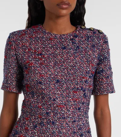Gucci Textured Wool Dress Featuring Signature Buttons In Red