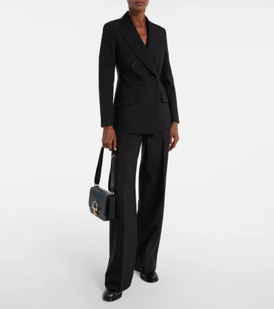 Gucci Embroidered Wool Blazer With Notched Lapels And Pockets In Black