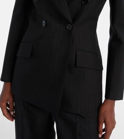 Gucci Embroidered Wool Blazer With Notched Lapels And Pockets In Black