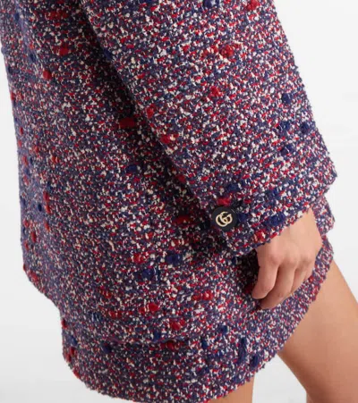 Gucci Multicolor Crewneck Jacket With Gg Logo On The Buttons In Wool Blend Woman In Purple