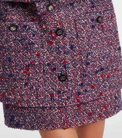 Gucci Multicolor Crewneck Jacket With Gg Logo On The Buttons In Wool Blend Woman In Purple