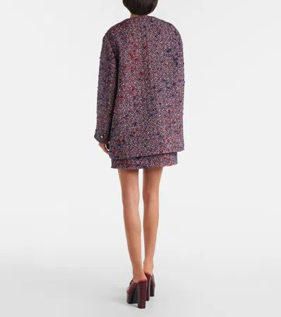 Gucci Multicolor Crewneck Jacket With Gg Logo On The Buttons In Wool Blend Woman In Purple