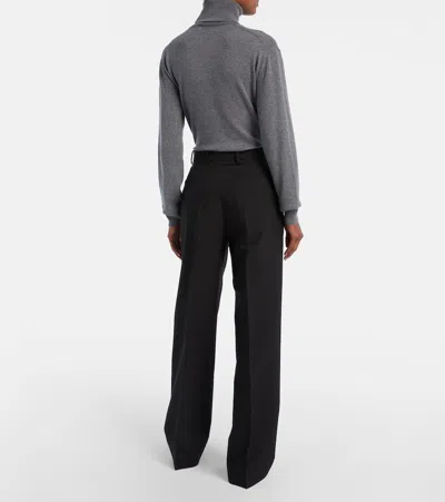 Gucci Wool Wide-leg Pants In Black