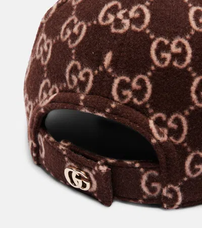 Gucci Gg Canvas Wool Baseball Cap In Burgundy