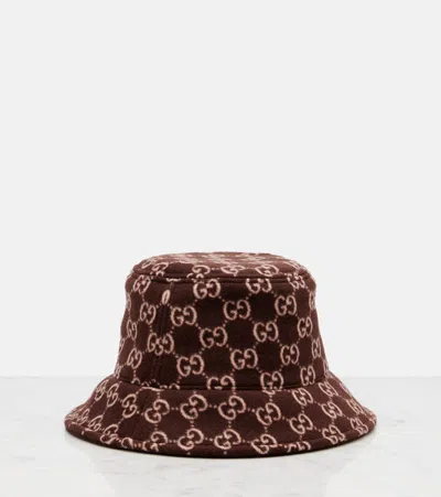 Gucci Gg-monogram Bucket Hat In Burgundy