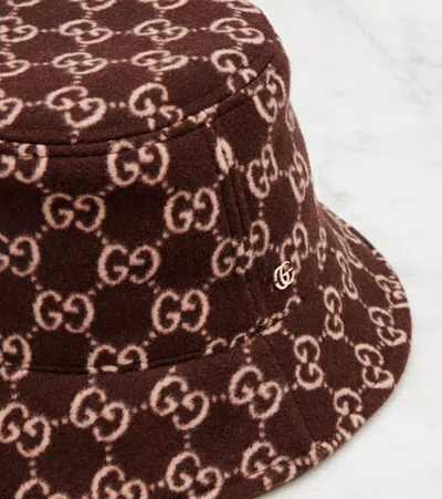 Gucci Gg-monogram Bucket Hat In Burgundy