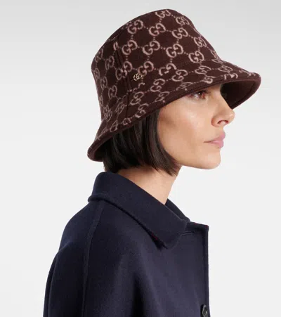 Gucci Gg-monogram Bucket Hat In Burgundy