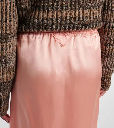 Prada Washed Satin Skirt In Pink