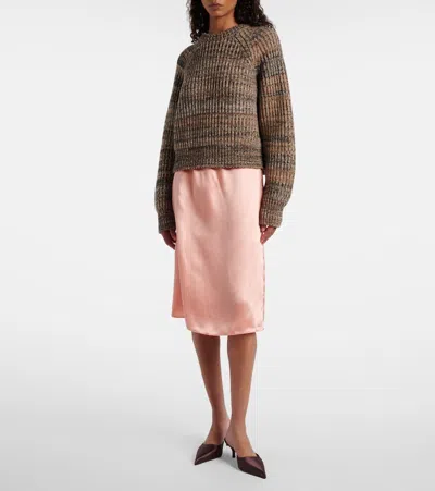 Prada Washed Satin Skirt In Pink