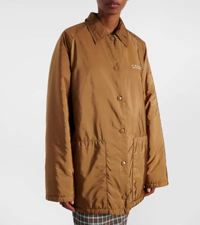 Prada Fleece-lined Re-nylon Jacket In Brown