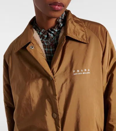 Prada Fleece-lined Re-nylon Jacket In Brown