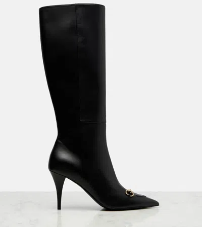 Gucci Signoria Leather Knee-high Boots In Black