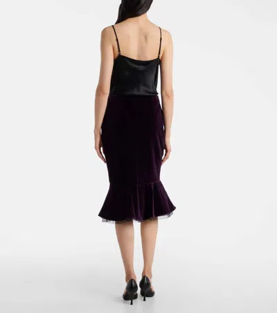Nina Ricci Knee Length Velvet Skirt With Ruffled Hem In Purple
