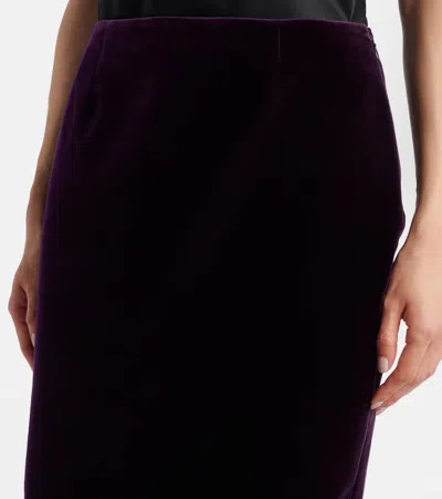 Nina Ricci Knee Length Velvet Skirt With Ruffled Hem In Purple