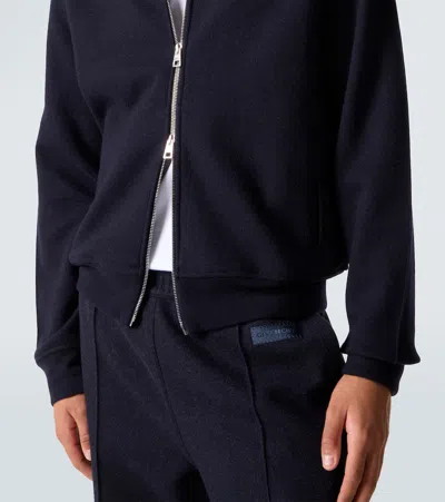 Givenchy Blue Jacket With High Neck And Logo Patch On The Front In Wool And Cashmere Blend Man In Blue