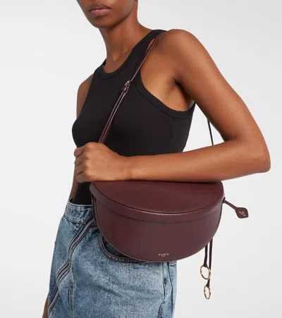 Alaïa East-west Goatskin Shoulder Bag In Burgundy