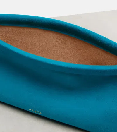 Alaïa Le Click Small Suede Shoulder Bag In Blue