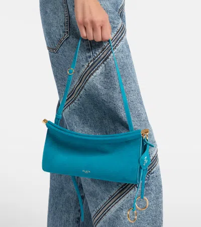 Alaïa Le Click Small Suede Shoulder Bag In Blue