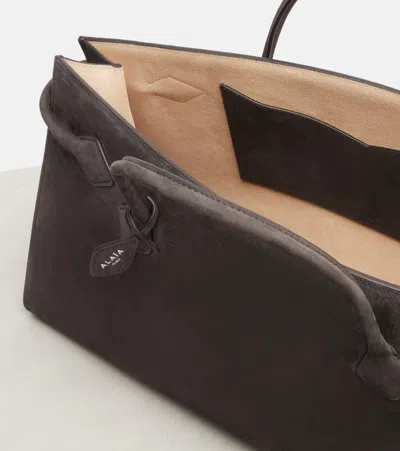 Alaïa Le Teckel Large Leather Shoulder Bag In Gray