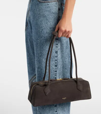 Alaïa Le Teckel Medium Suede Shoulder Bag In Gray