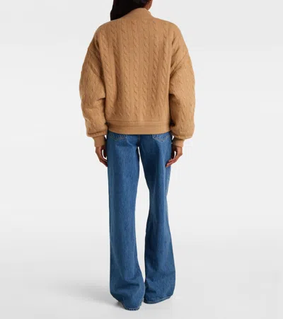 Polo Ralph Lauren Beige Wool And Cashmere Bomber Jacket Relaxed Fit In Brown