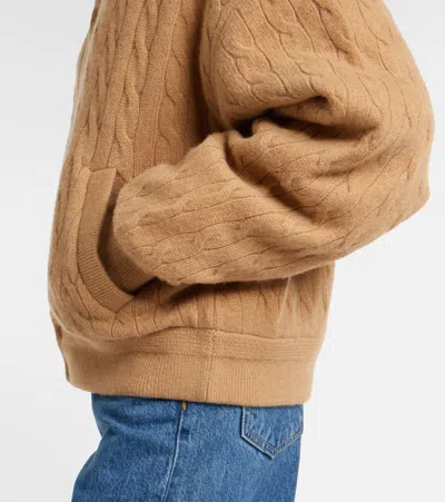 Polo Ralph Lauren Beige Wool And Cashmere Bomber Jacket Relaxed Fit In Brown