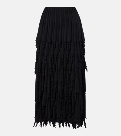 Alaïa Tiered Wool And Silk Maxi Skirt In Black